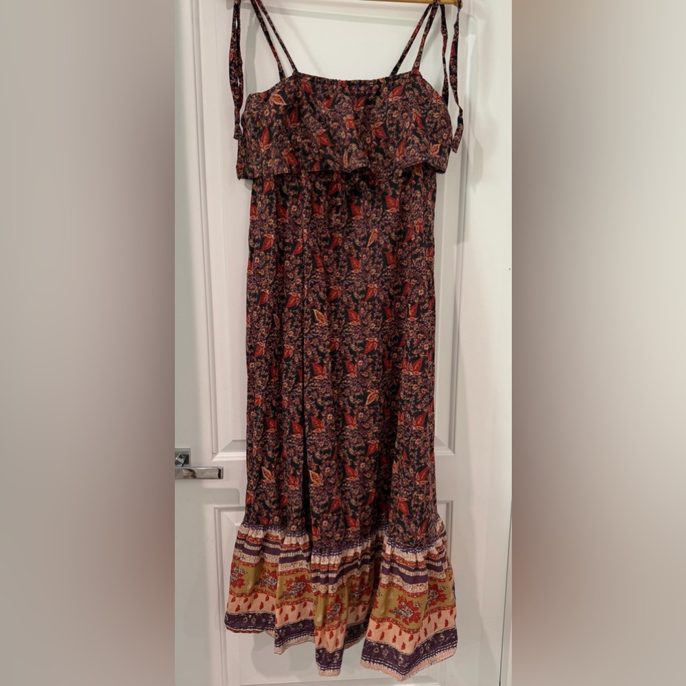 FREE PEOPLE Tangier Babydoll Maxi Dress In Dark Combo Size Small - Picture 2 of 9